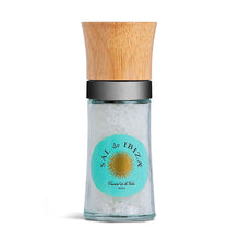 Cargar imagen en el visor de la galería, molinillo-sal-de-ibiza-con-sal-para-molino-cristal-madera-cocina-gourmy